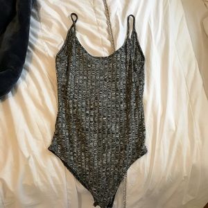 Gray Ribbed Bodysuit